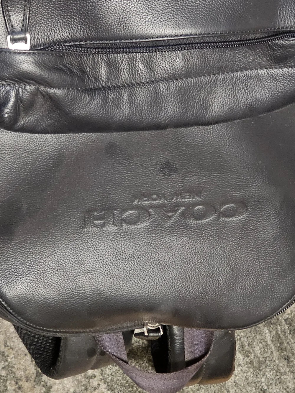 Coach Black Pebbled Leather Backpack with Front Zip Pocket